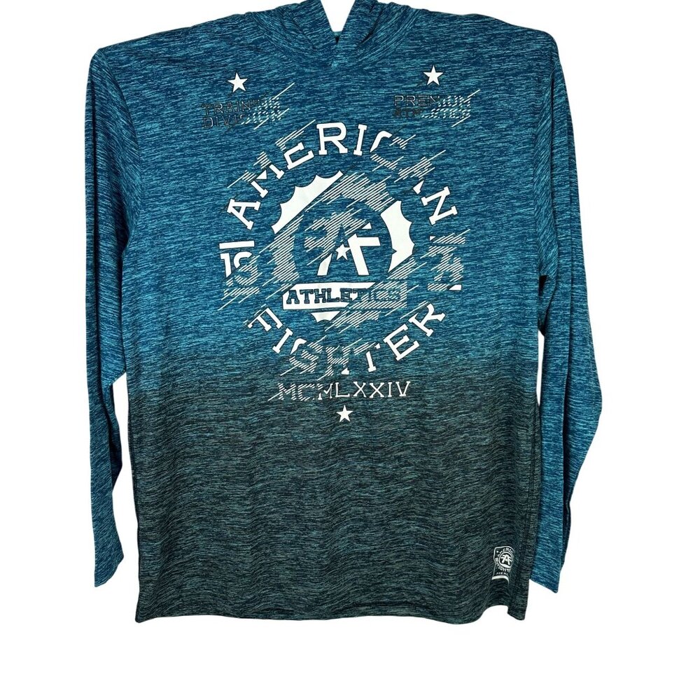 American Fighter Maryland Long Sleeve Hooded Shirt 4X Blue Cotton Blend Mens